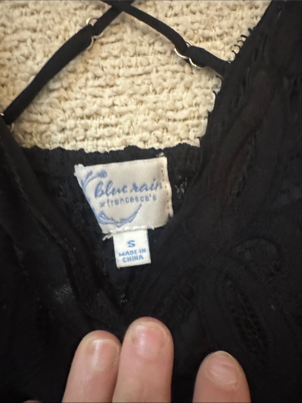 Blue Rain by Francesca’s Black Lace Crochet Criss Cross Back Mini Dress Small - Picture 3 of 4